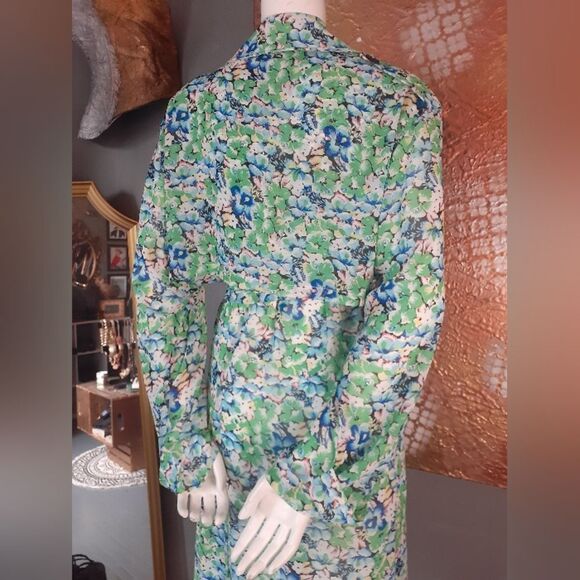 Semi Sheer Floral Mid Length Trench Coat - Picture 6 of 16